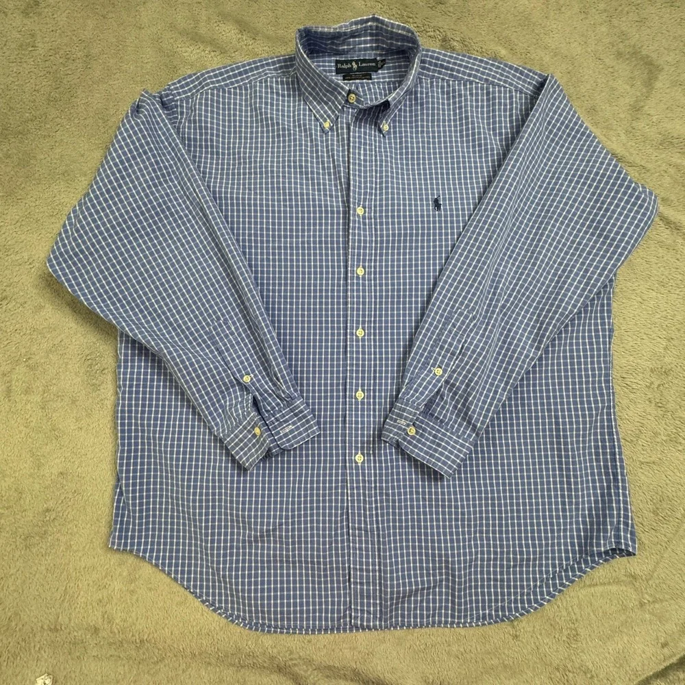 Ralph Lauren‎ Men's Long Sleeve Button Front Shirt Size XL Blue and white